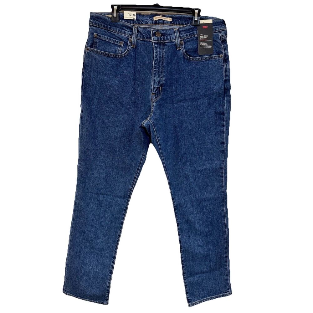 Levis 724 High Rise Straight Women’s Jeans 34x30 Stretch Western Big E New Tags